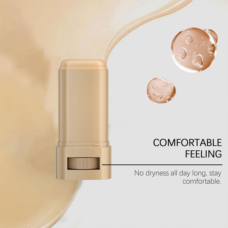 Foundation Stick, Hydrating Skin Tint with Hyaluronic Acid & Vitamin E Serum Boosted Beauty Balm, Solid Tinted Moisturizing Serum Contour Stick Foundation Face Stick for Women, Brightens - Image 2